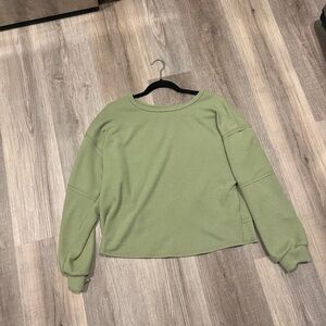 Moa Moa Light Green Layered Back Scoop Neck Sweater
